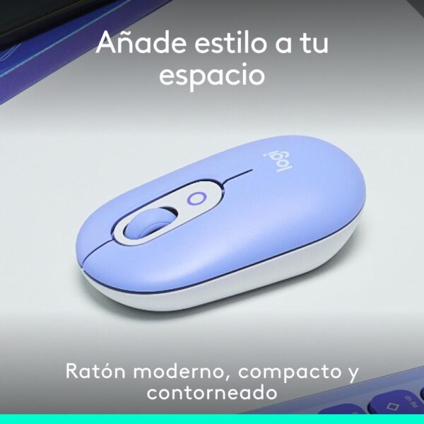 Raton inalambrico logitech pop mouse lila - Imagen 3