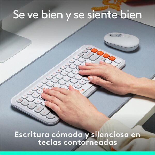 Teclado logitech pop icon keys inalambrico blanco - naranja - Imagen 3