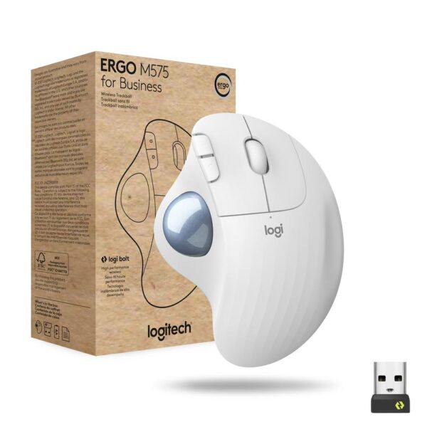 Raton inalambrico logitech ergo m575 for business blanco - Imagen 2