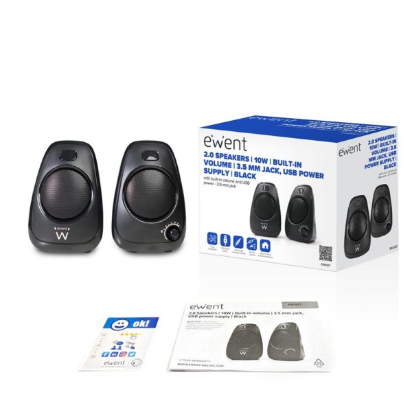 Altavoces ewent 2.0 ew3527 negro - Imagen 3
