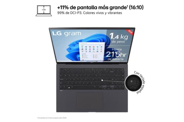 Portatil lg gram  17z90s - g intel core ultra 155h 17 pulgadas 16gb ssd1tb w11 - Imagen 2