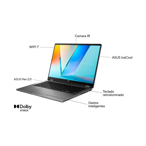 Portatil asus vivobook flip oled tp3407sa - ql064w intel core ultra 7 258v 14 pulgadas tactil 32gb ssd1tb w11 - Imagen 3
