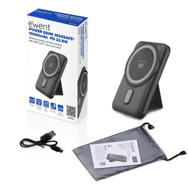 Powerbank ewent ew1162 wireless magsafe 10000mah - Imagen 3