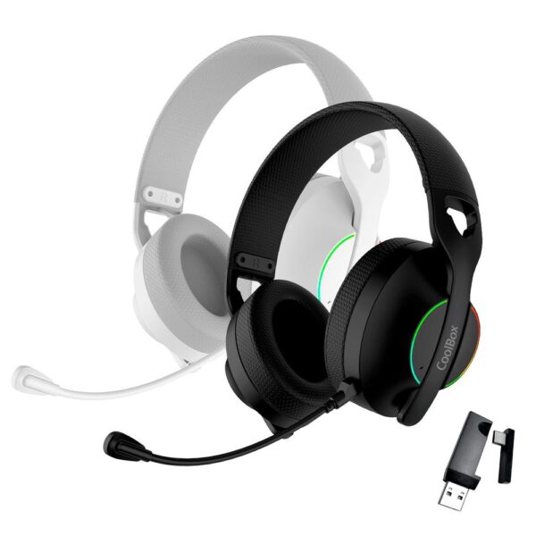 Auriculares con microfono coolbox wb01 inalambricos gaming bluetooth blanco - Imagen 3
