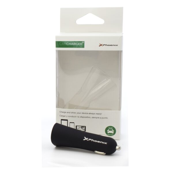 Cargador universal phoenix phcarcharger2usb+ para coche -  mechero  5v - 2 x usb 4.8a con luz led color negro acabado en silicona - Imagen 3