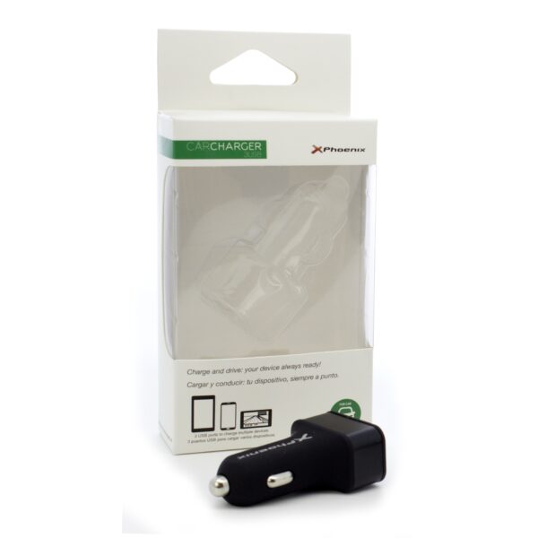 Cargador universal phoenix phcarcharger3usb para coche -  mechero  5v - 3 x usb 7.2a negro acabado en silicona - Imagen 3
