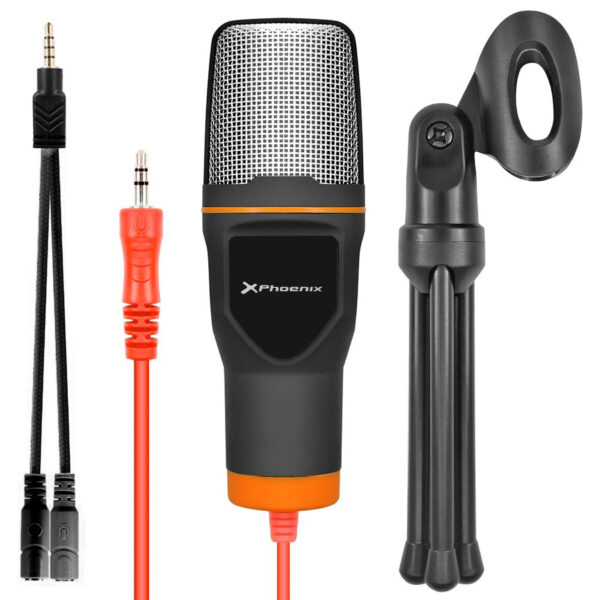 Microfono phoenix multimedia podcaststudio con cable jack para pc ordenador conferencias - Imagen 3