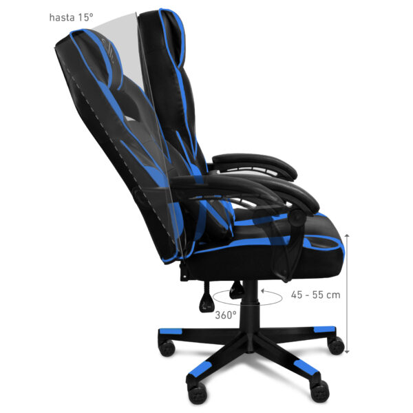 Silla gaming phoenix trophy cuero pu azul - Imagen 3