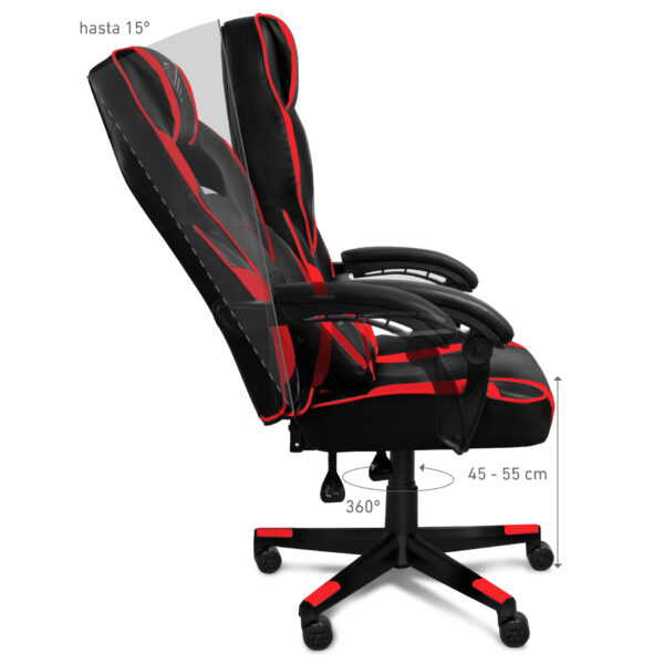 Silla gaming phoenix trophy cuero pu roja - Imagen 3