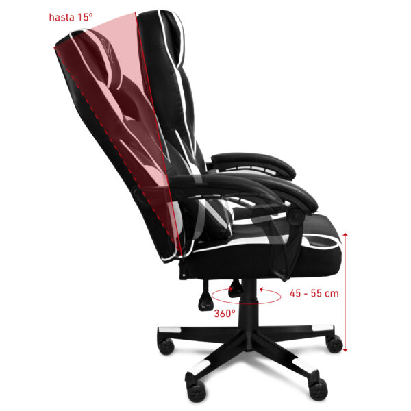 Silla gaming phoenix trophy cuero pu blanca - Imagen 3