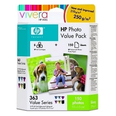 Multipack hp q7966ee nº363 ps8250 -  3210 -  3310 6 cartuchos+ 150 hojas 10x15cm