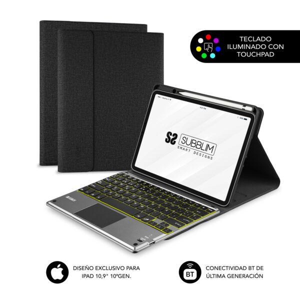 Funda + teclado subblim keytab pro para apple ipad 10.9 pulgadas 10ª gen negro - Imagen 2