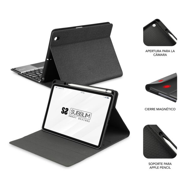 Funda + teclado subblim keytab pro para apple ipad 10.9 pulgadas 10ª gen negro - Imagen 3