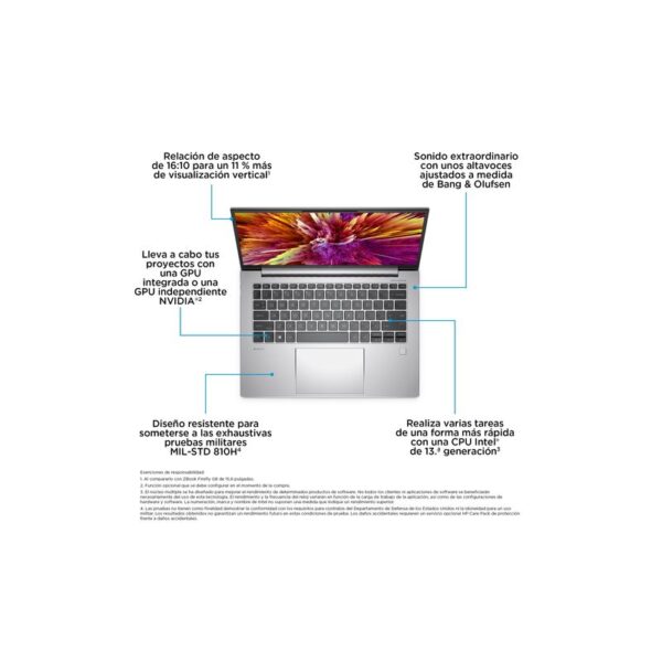 Portatil hp zbook firefly 14 g10 i7 - 1365u 16gb ssd 512gb 14'' - Imagen 3
