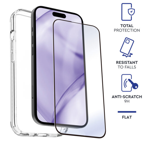 Carcasa myway para apple iphone 15 pro max transparente + protector pantalla cristal templado - Imagen 2