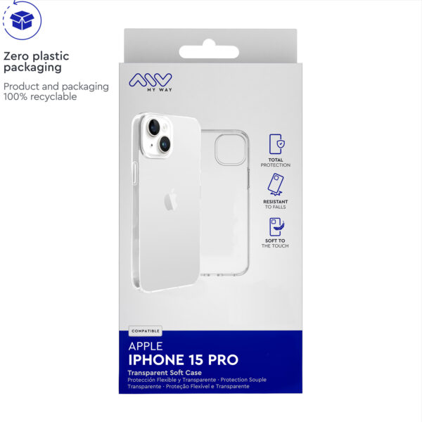Carcasa myway para apple iphone 15 pro transparente - Imagen 2