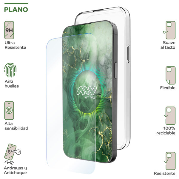 Carcasa myway para apple iphone 16e transparente + protector pantalla cristal templado - Imagen 2