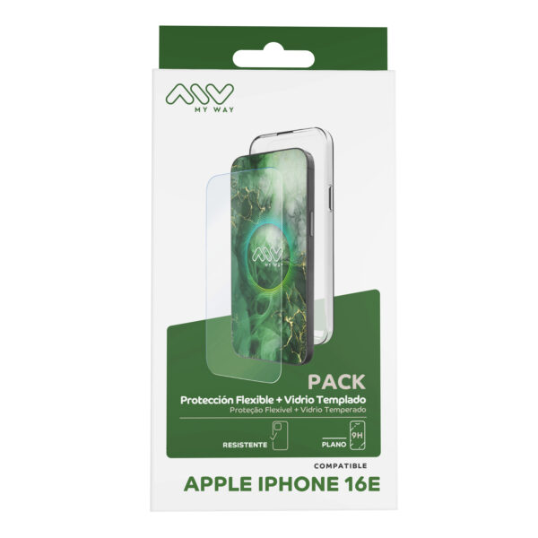 Carcasa myway para apple iphone 16e transparente + protector pantalla cristal templado - Imagen 3