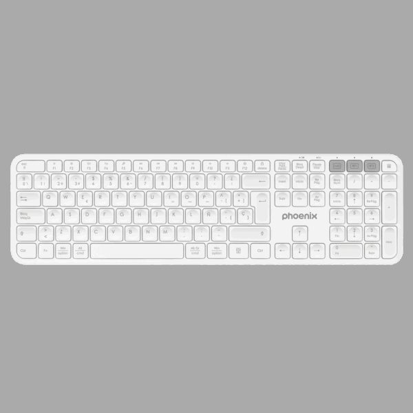Teclado inalámbrico multidispositivo phoenix k300 blueooth dual y 2.4ghz blanco