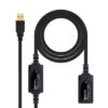 Cable usb tipo a 2.0 a usb tipo a nanocable+amplificador 15m negro -  macho - hembra