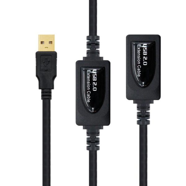 Cable usb tipo a 2.0 a usb tipo a nanocable+amplificador 15m negro -  macho - hembra - Imagen 2