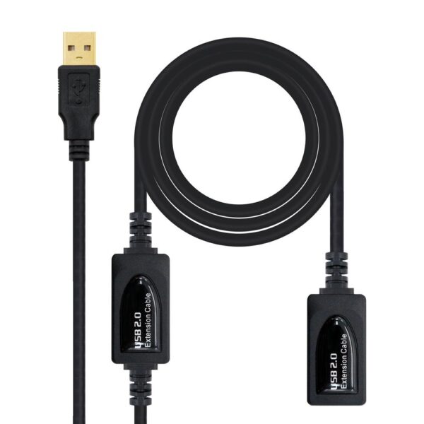 Cable usb tipo a 2.0 a usb tipo a nanocable+amplificador 15m negro -  macho - hembra - Imagen 3