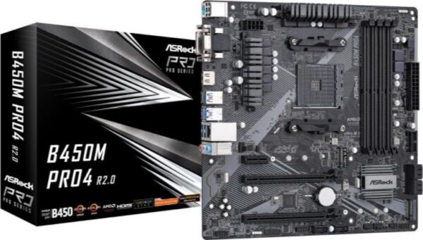 Placa base  asrock am4 b450m pro4 r2.0 atx - 4xddr4 - 1xhdmi - 2xusb 2.0 - 4x usb 3.2 - 90 - mxbeg0 - a0uayz