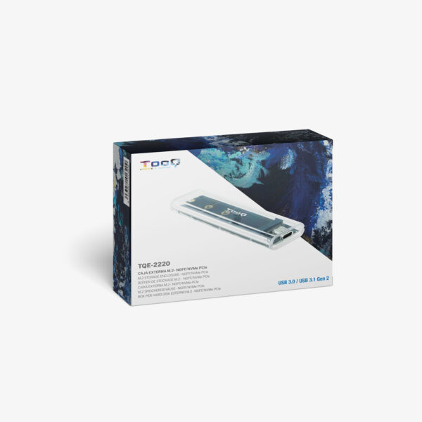 Caja externa tooq ssd m.2 ngff - nvme transparente rgb - Imagen 3