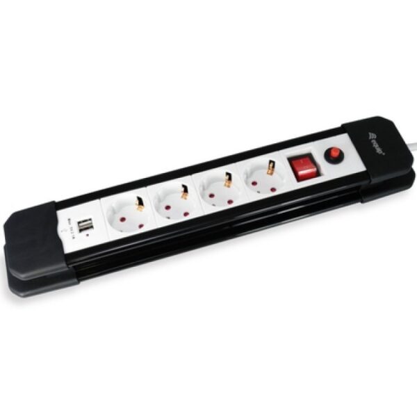 Regleta equip 245553 con 4 tomas + 2 puertos usb