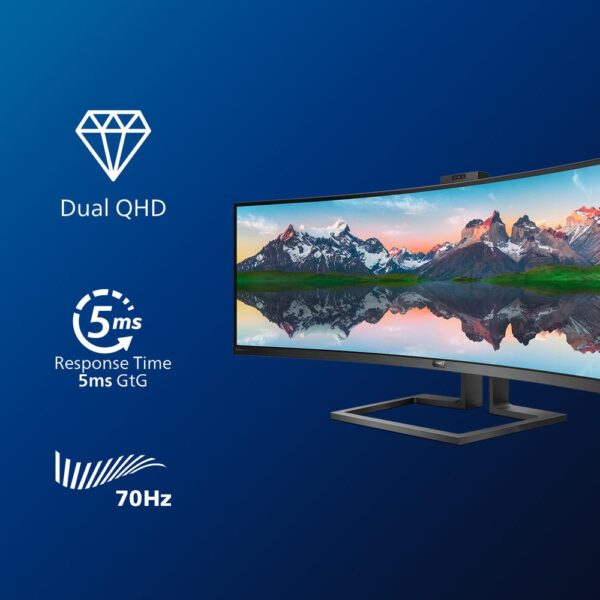 Monitor curvo philips 499p9h 49 pulgadas 5k uhd 60hz - Imagen 3