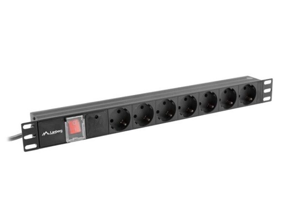 Regleta lanberg 1u 10a 7x schuko rack 19 pulgadas 2m negro c14 - Imagen 2