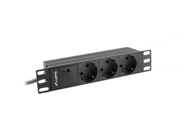 Regleta lanberg 1u 16a 3x schuko rack 10 pulgadas 2m negro - Imagen 2