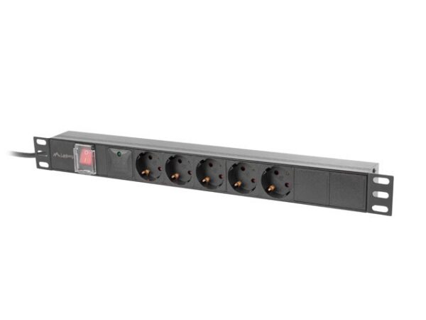 Regleta lanberg 1u 16a rack 19 pulgadas 5x socket schuko negro 2m - Imagen 2