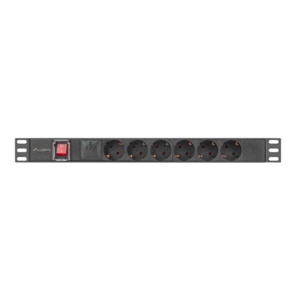 Regleta lanberg 1u 16a rack 19 pulgadas 6x socket schuko negro 2m