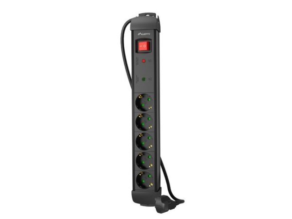 Regleta lanberg sp1 5 tomas schuko proteccion hasta 2500w negra 1.5m - Imagen 2