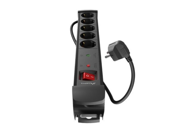 Regleta lanberg sp1 5 tomas schuko proteccion hasta 2500w negra 1.5m - Imagen 3