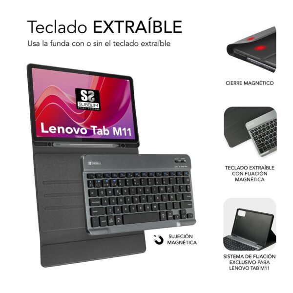 Funda + teclado subblim keytab pro bt para lenovo tab m11 - Imagen 3