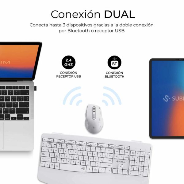 Teclado + raton subblim combo dual office prowave blanco - Imagen 2