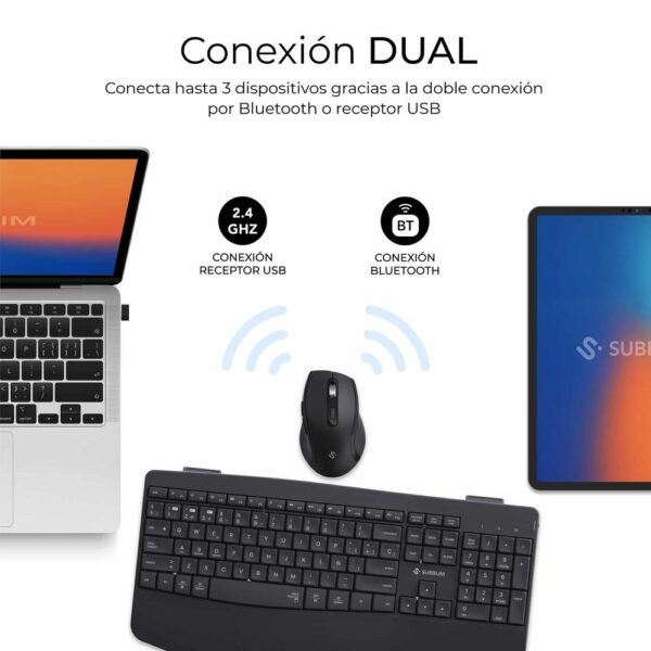 Teclado + raton subblim combo dual office prowave negro - Imagen 2