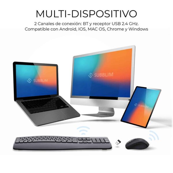 Teclado + raton subblim combo dual office prowave negro - Imagen 3