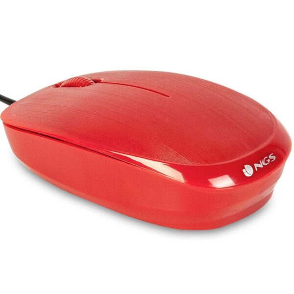 Raton con cable ngs flamered - optico - 1000dpi - 2 botones + scroll -  ergonomico - usb - rojo - Imagen 3