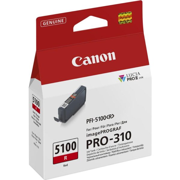 Cartucho tinta canon pfi - 5100 rojo - Imagen 2