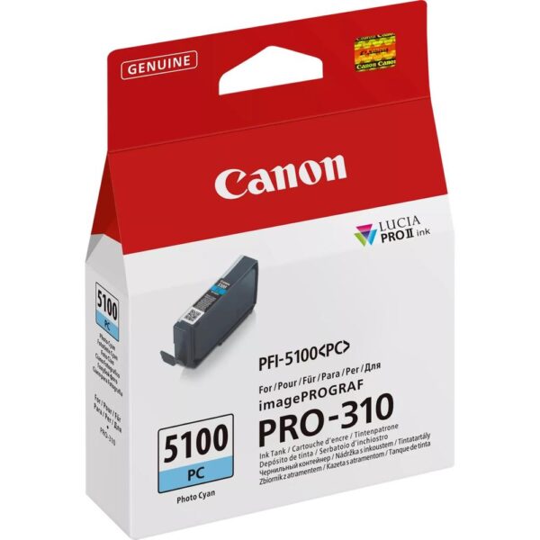 Cartucho tinta canon pfi - 5100pc cian photo - Imagen 2
