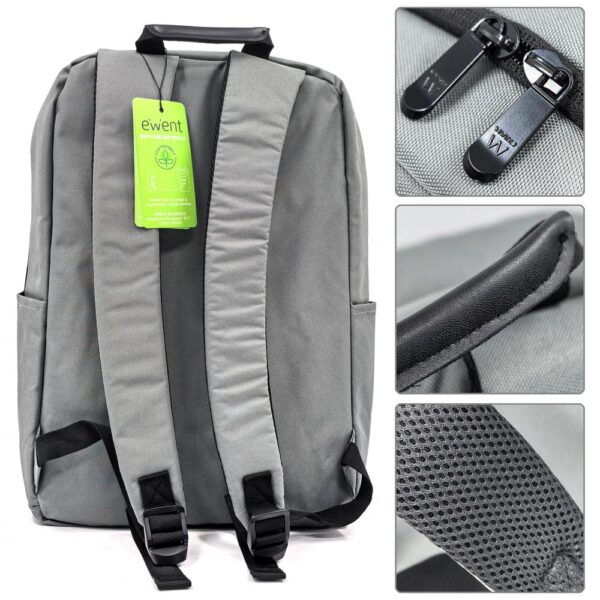 Mochila unisex ewent urban business para portatil 16.1 pulgadas gris - Imagen 2