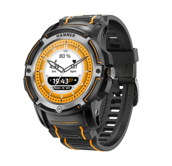 Reloj smartwatch hammer watch plus black amoled -  1.35 pulgadas -  gps -  ip68 - negro
