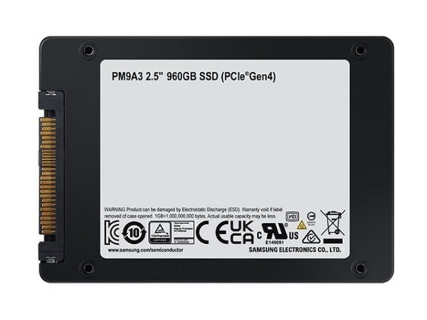 Disco duro interno solido ssd samsung pm9a3 960gb 2.5 pulgadas pcie 4.0 nevme u.2 - Imagen 3