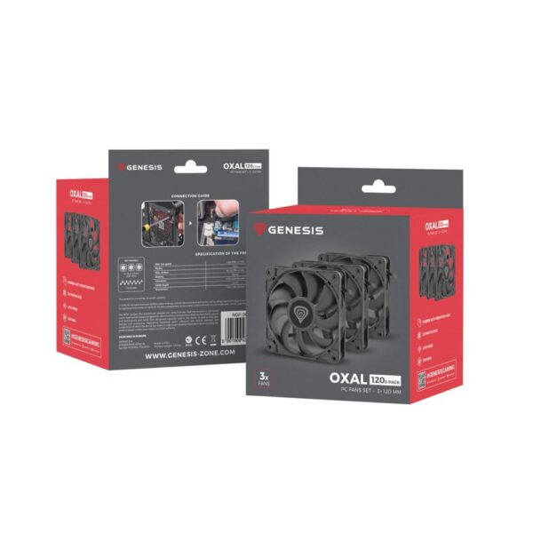 Ventilador caja genesis oxal 120 negro 3 x 120mm - Imagen 3