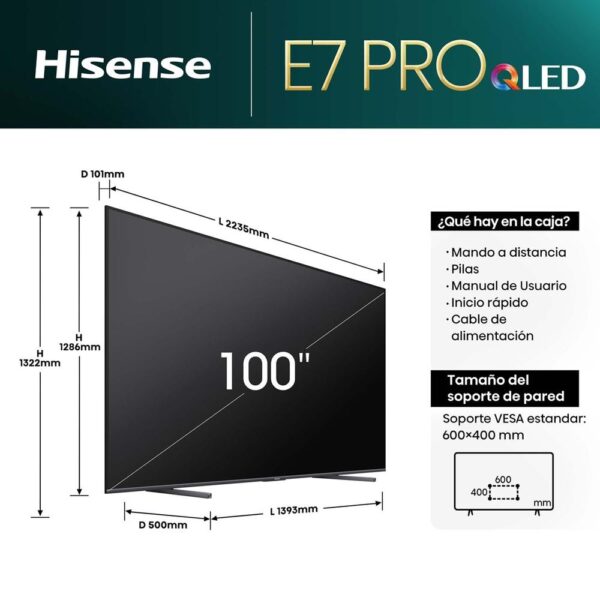Tv hisense 100 pulgadas qled 4k uhd - 100e7nq - smart tv - Imagen 2