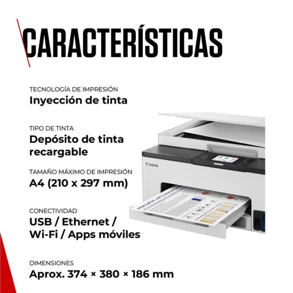 Multifunción inyección canon maxify gx1050 red -  wifi -  depósitos tinta - Imagen 2