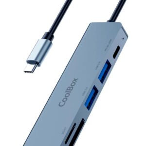 Minidock coolbox c61 aluminio usb - c a hdmi 4k - 2xusb - a - usb - c pd - sd - microsd pc - mac - consolas